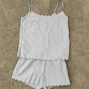 J.Crew Scalloped Pajama Set End-on-End Cotton